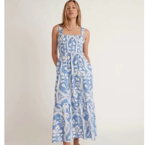 Blue and White Floral Maxi Dress
